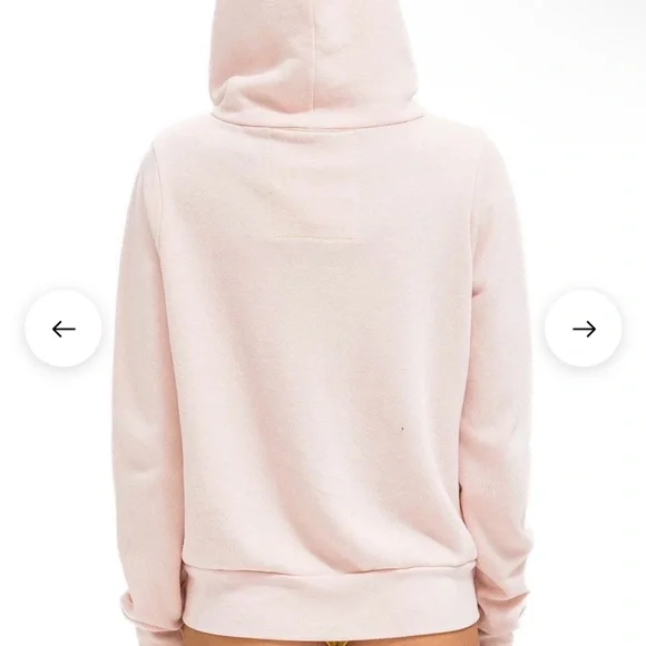 Aviator Nation 5 stripe hoodie light pink rainbow white size L NWOT - Picture 8 of 9